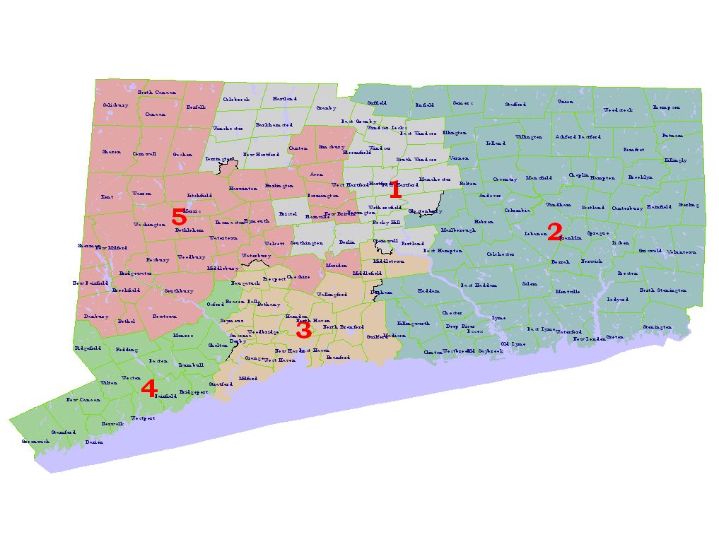 2001 Congressional District Map of Connecticut